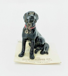 Vtg Hagen Renaker 1986 Black Labrador Retriever Realistic Mini Figurine USA 