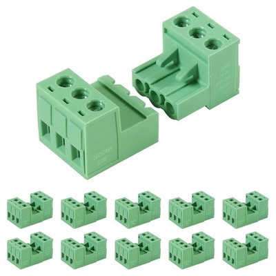10 Sets 3 Pin Steckbare Klemmen 5.08mm Teilung PCB Mount Screw Klemmenblock PCB