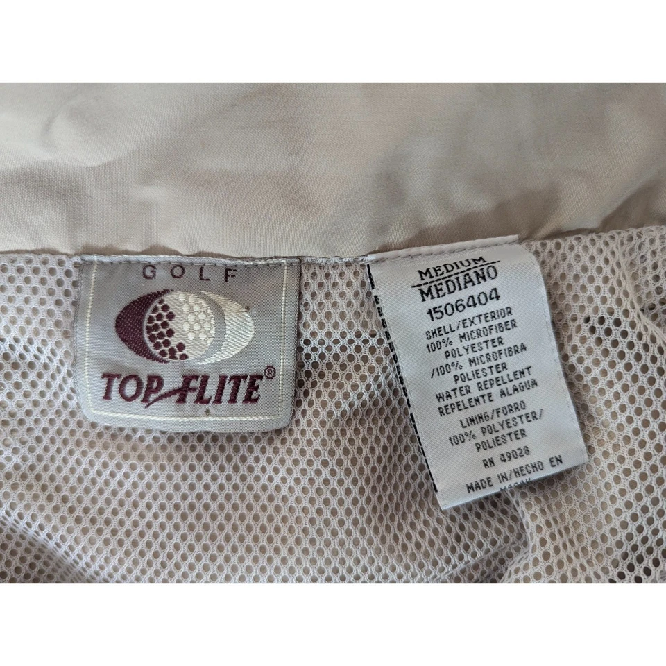 Jaqueta Top-Flite Masculina M Zíper Completo com Capuz Golfe Microfibra Bege Atlético Externo - Imagem 3 de 4