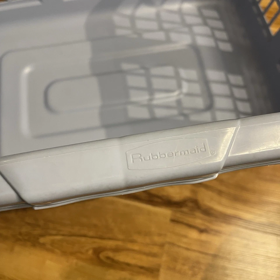 Vtg Rubbermaid Laundry Basket 2973 Slate Blue Hamper Rectangular Plastic 1984 - Image 3 of 4