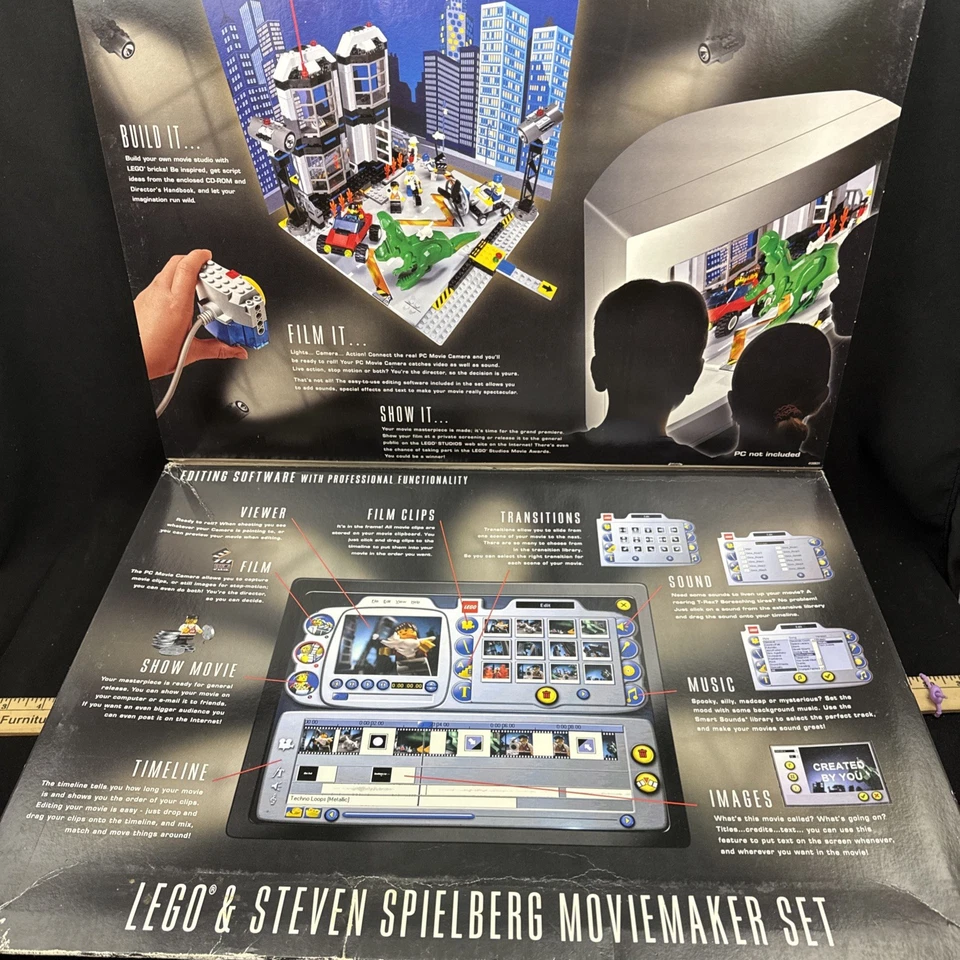 Lego Studios #1349 Steven Spielberg Conjunto de Cineasta Incompleto Na Caixa VTG LEGOCam - Imagem 2 de 4