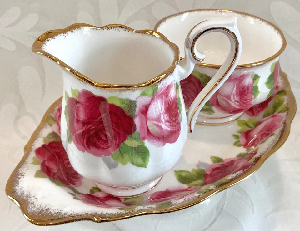 ¡¡Excelente!! Crema de rosas inglesa antigua Royal Albert azúcar abierta y porcelana de hueso base Foto 3 de 4
