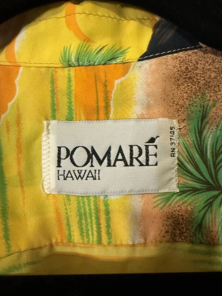 Camisa Hawaiana De Colección Pomare Tahití Flor Multicolor Campamento Años 60 70 Foto 2 de 3