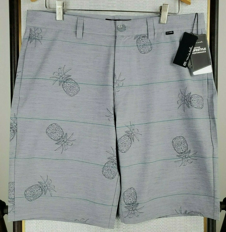 TRAVIS MATHEW новый $95 талии/размер 34 мужской серый ананас хлопковая смесь шорты новый