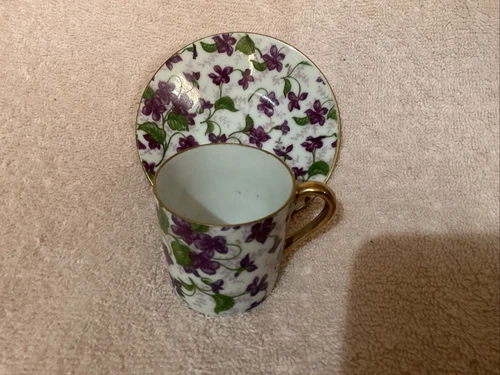 Demitasse Cup and Saucer with Violets 