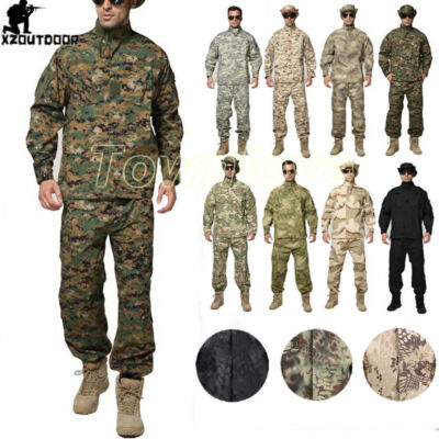 Mens Army Tactical Combat Jacket Pants Military Suits Sets BDU