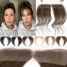 Hand-Tied Lace Topper 100 Human Hair Women Hairline Toupee Frontal Hairpiece US
