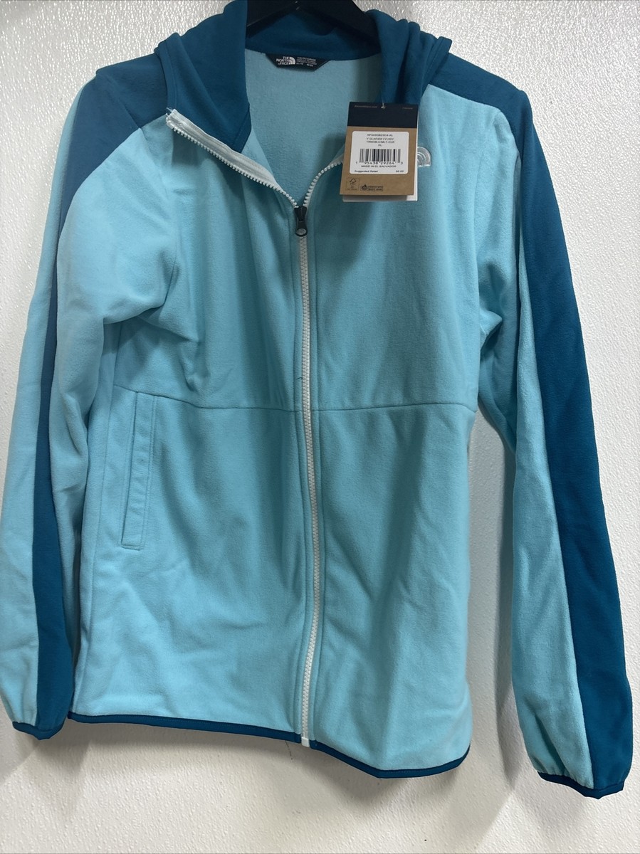 North Face Youth Glacier Full Zip Hoodie Turquoise Blue Size XL