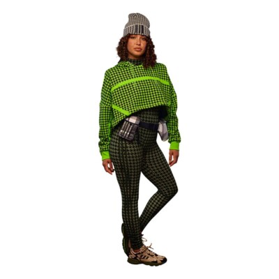 Adidas Ivy Park Lime Black Dogtooth Crop Hoodie Unisex Size L
