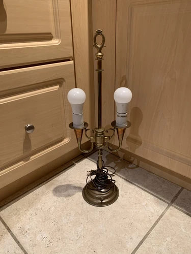 Reserved 1950’s Vintage Yield House Brass Candlestick Lamp W/ Shade Works