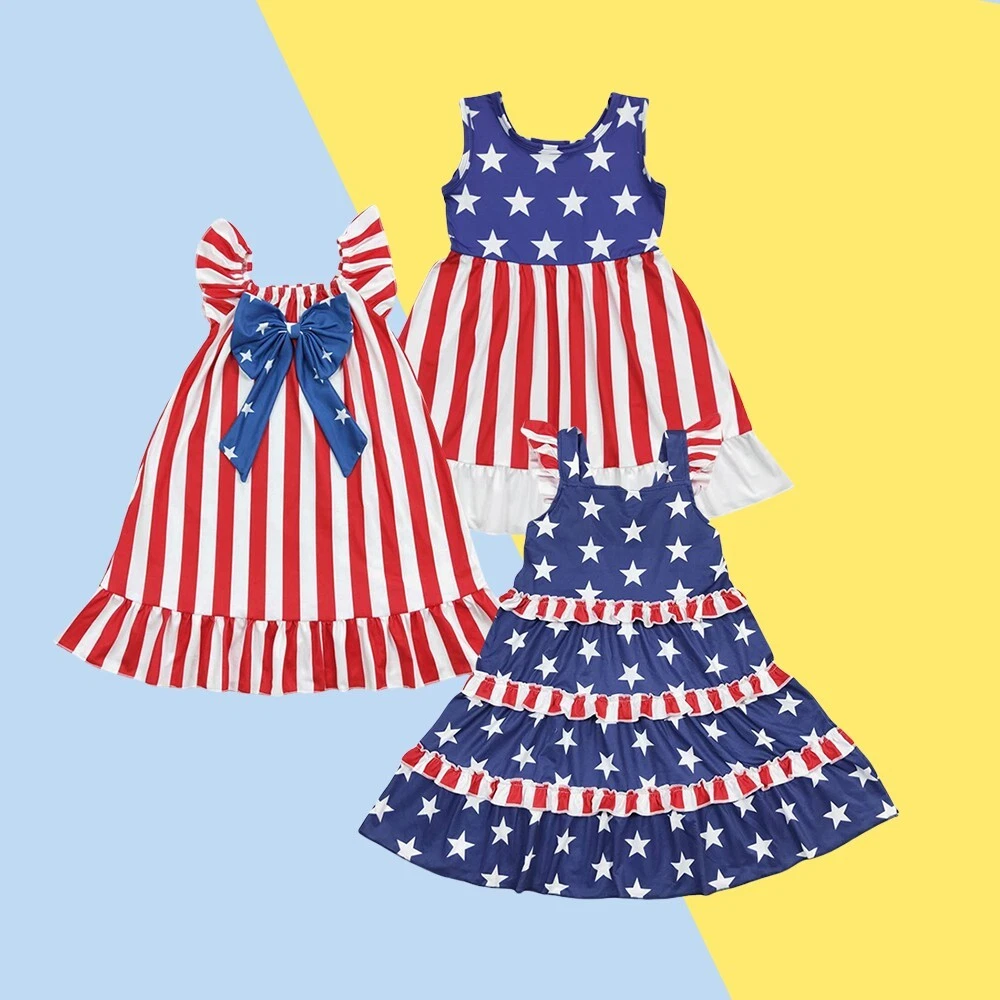 American Patriotic Toddler Girls Sister Red White Blue Striped Stars Dress
Opens in a new window or