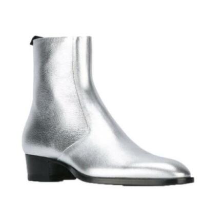 Men's High Top Chelsea Boots Shoes Real Leather Motor Pointy Toe Zip Ankle Boot