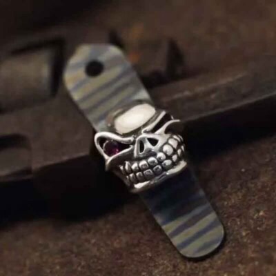 1 Pc Custom Made Silver Skull TC4 Backclip for Strider SNG/SMF 
