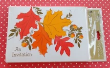 Vintage Hallmark Fall Red/Orange Invitations 2 Sealed Pkgs 16 Total