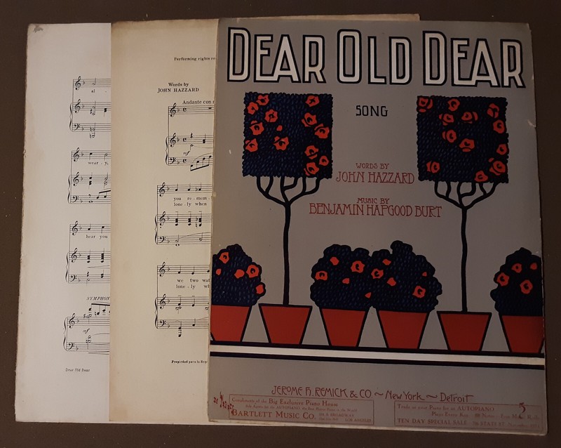 1908 Dear Old Dear Song Vintage Piano Sheet Music by Benj Hapgood Burt