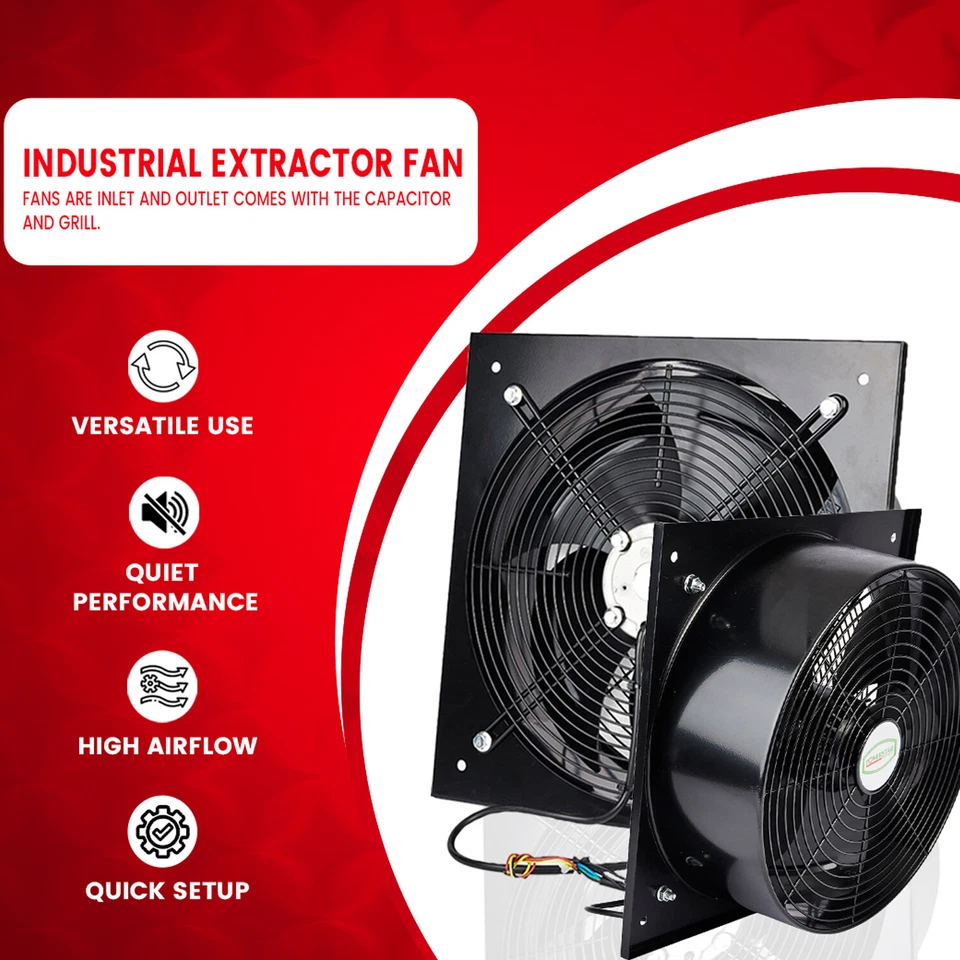 Industrial Ventilation Extractor Metal Axial Exhaust Commercial Air Blower Fan - Image 3 of 4