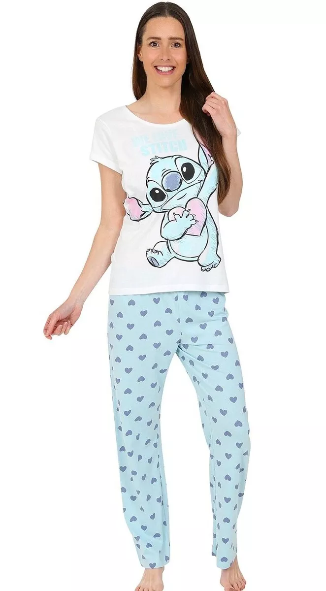 pyjashort fille avec motif stitch et message - disney gris fille