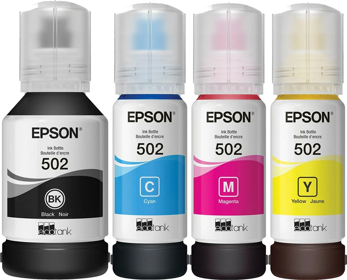 Genuine Epson 502 Ink Bottle 4 Pack for ET 2700 ET 2750 ET 3700 ET 3750