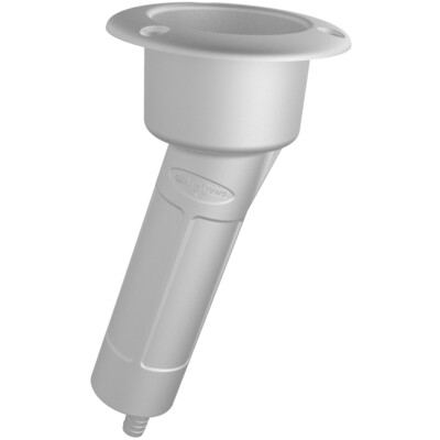 Mate Series Fishing Rod Cup Holder 15 Degree w/ Drain Round Top Plastic White