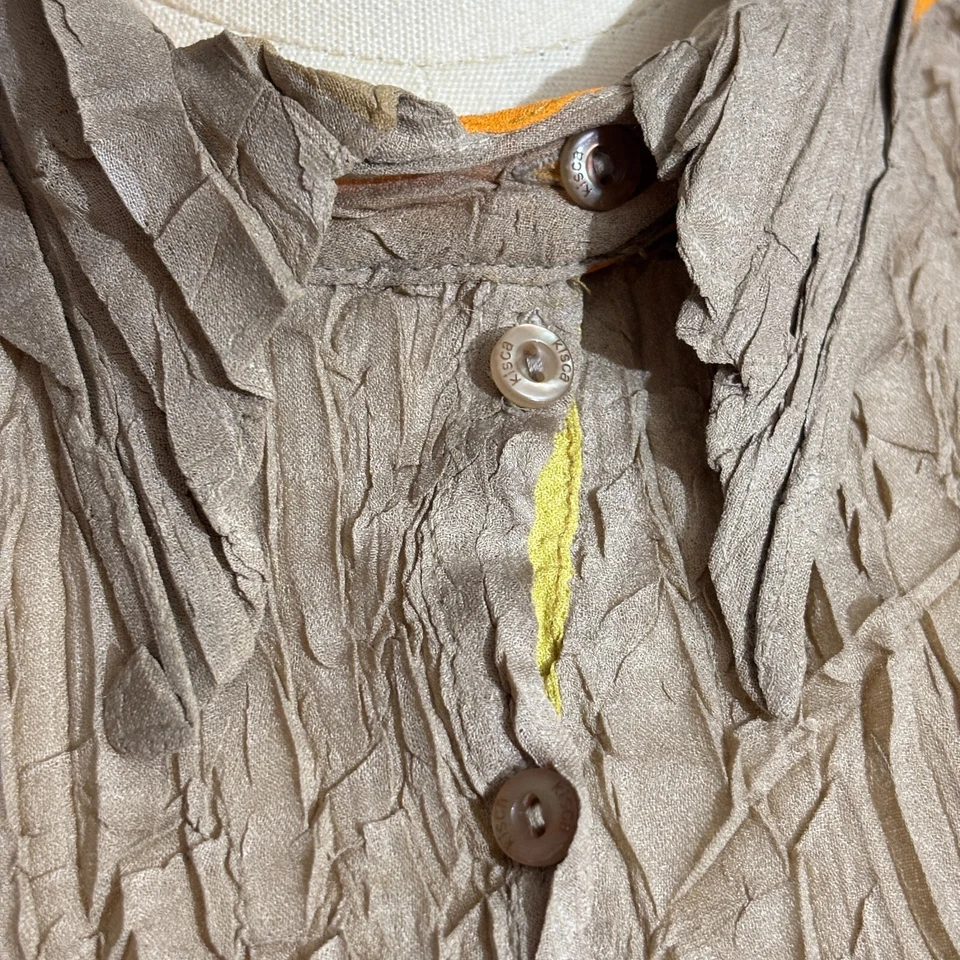 Camisa Komarov con botones arrugada para mujer S manga larga cuello lengüeta puño abatible beige/bronceado Foto 4 de 4