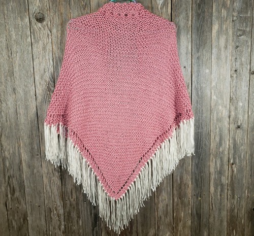 Pink Metallic NEW Hand Knitted Knit Shawl Wrap Scarf Boho Hippie Handmade - Picture 3 of 9