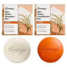 Terrafique Rice Water Shampoo and Conditioner Bar - Hair Care Set - 3.17 Oz