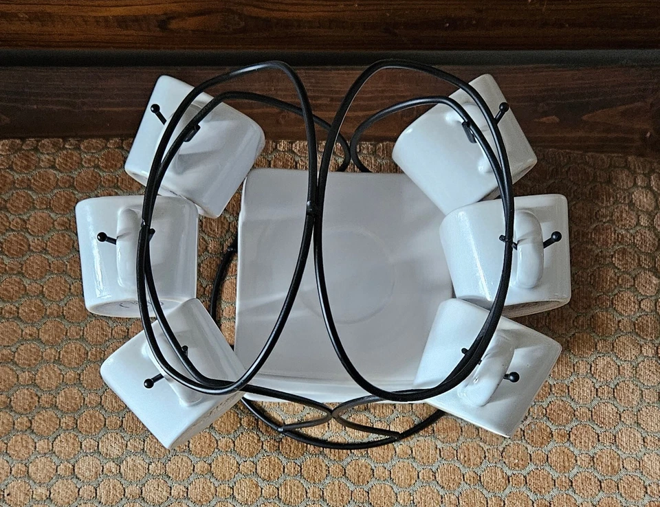 Gibson Gracious Espresso Porcelain Set 12pc With Metal Rack, Coffee Or Tea - Image 3 of 4