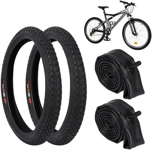 2 Pcs Mountain Bike Tires 20” X 2.125” / 24” X 1.95” with 2 Pcs Bike Tube AV 32