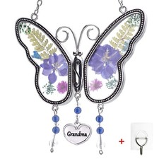 Laraine Butterfly Suncatcher with Pressed Flower Wings Mom Mother's Day Butte...