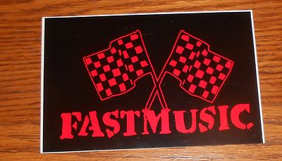 Fast Music Sticker Rectangle Promo (checkered flags red) 5x3