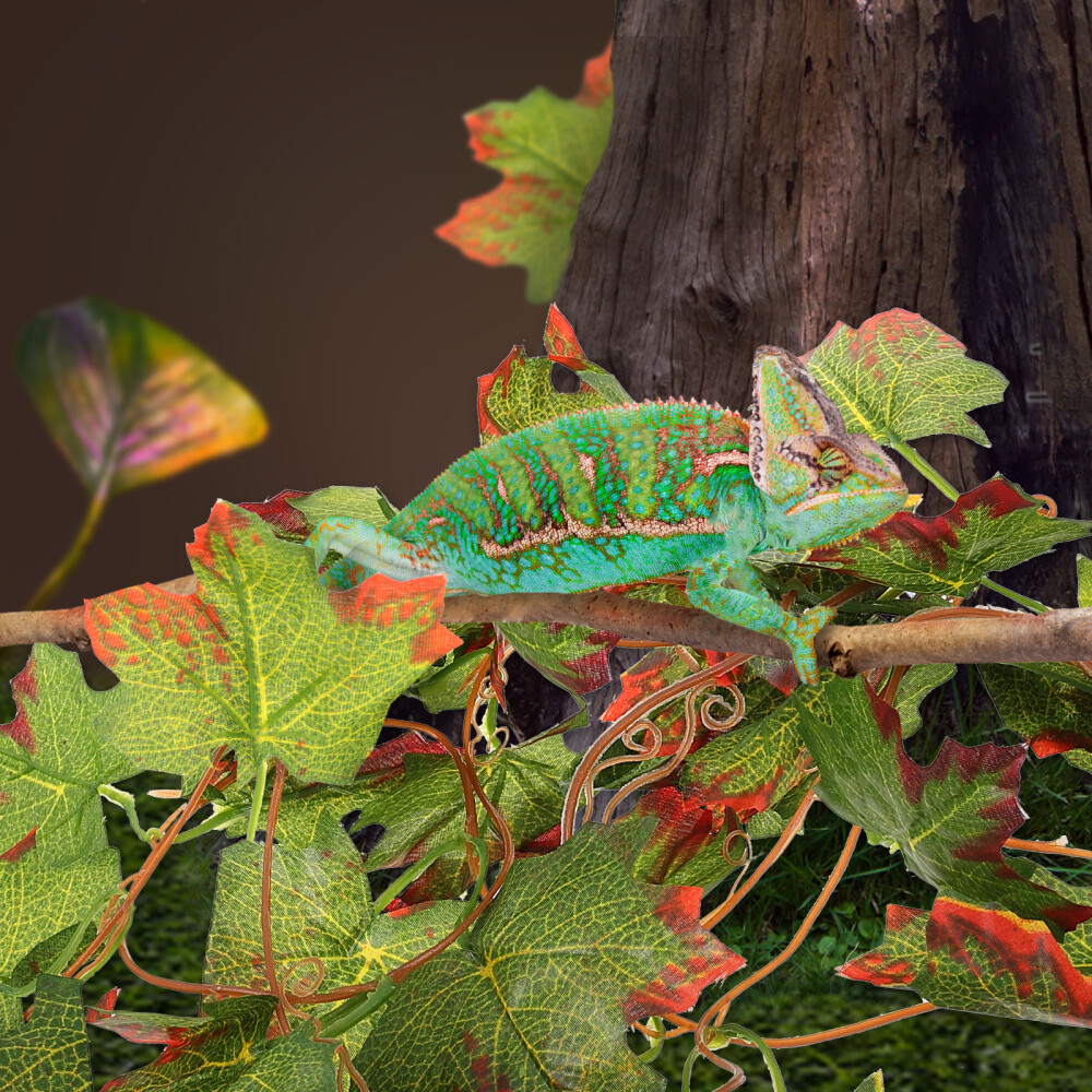 FONDOTIN Terrarium Pflanzen - Künstliche Ranken Für Reptilien & Geckos - Aquarium Deko Naturlook