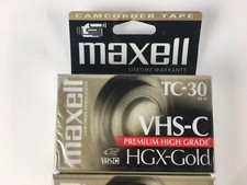 Maxell TC-30 HGX-Gold Blank VHS-C Camcorder Video Cassette Tapes 2 Pack 