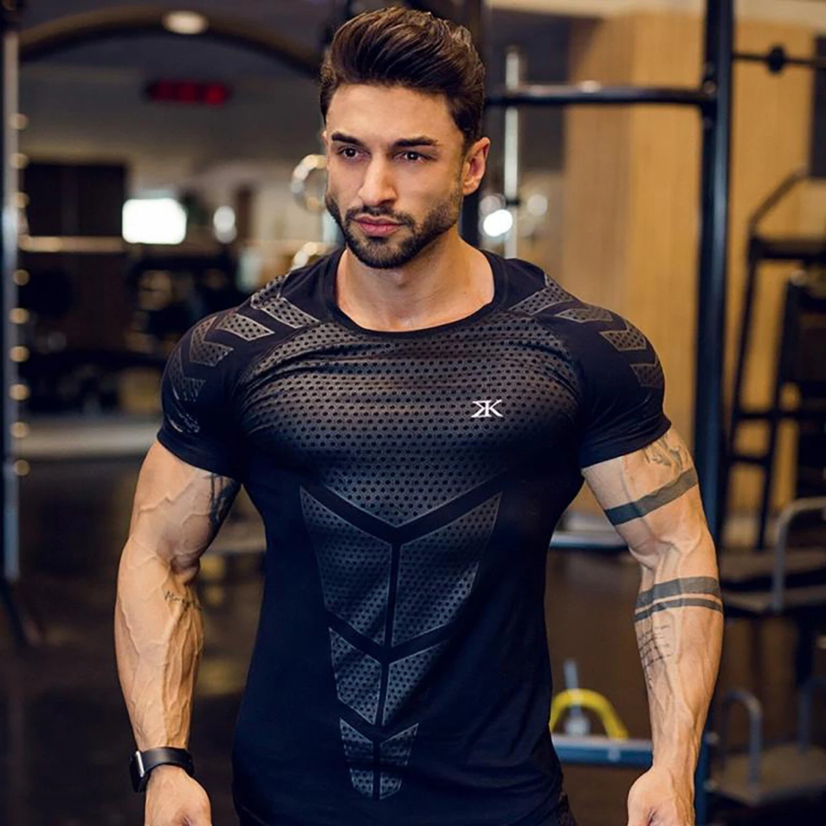 2023 Men Compression Slim Fit Top Short Sleeve Gym T-Shirt Running