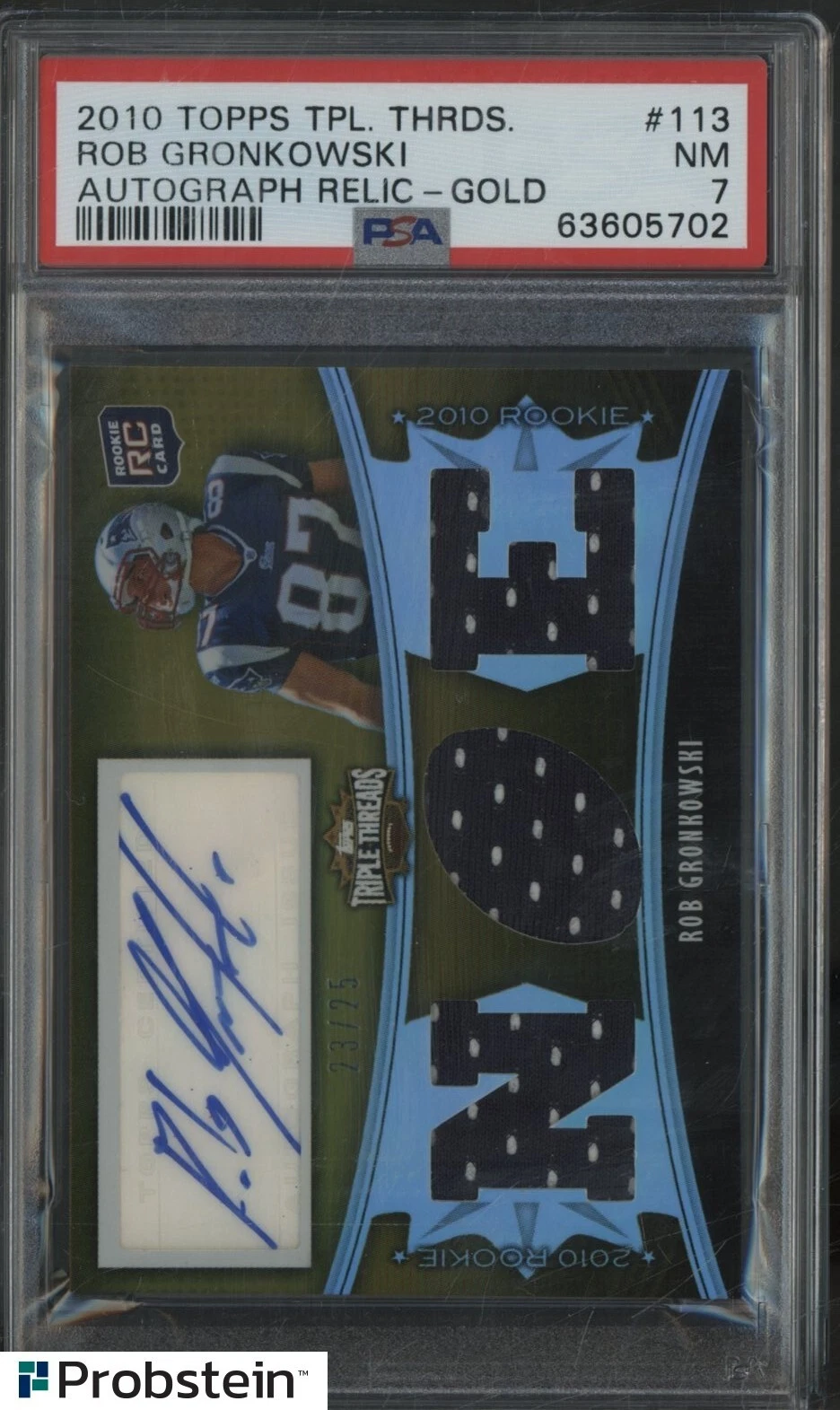 Rob Gronkowski Topps Triple Threads #113 Autograph Relic-Gold