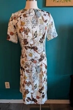 Womens vintage 1960s floral shift dress a line volup sheath dress mod size large