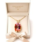 LAB CREATED 8.40 Cts AZOTIC TOPAZ SOLITAIRE PENDANT 14K GOLD - NWT - FREE CHAIN — photo 4