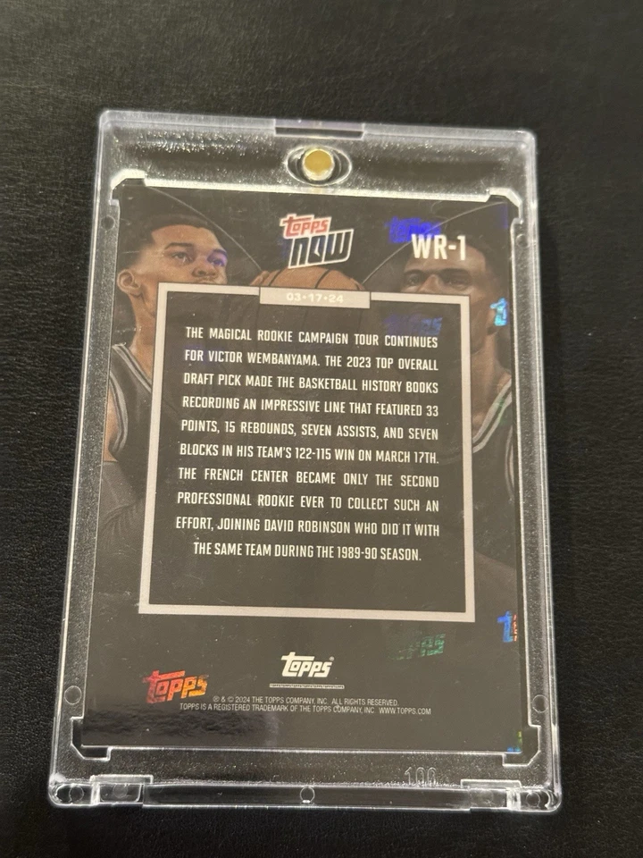 2023-24 Topps Now Victor Wembanyama RC / David Robinson Spurs Salón de la fama #WR-1 Foto 2 de 2