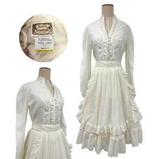 Vintage 1970s Gunnies Jessica McClintock Ivory Victorian 2pc Skirt Set Sz 11