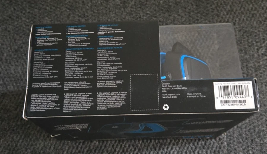 Logitech G430 7.1 Gaming Headset with Mic, Black with Blue accents. - Image 4 of 4