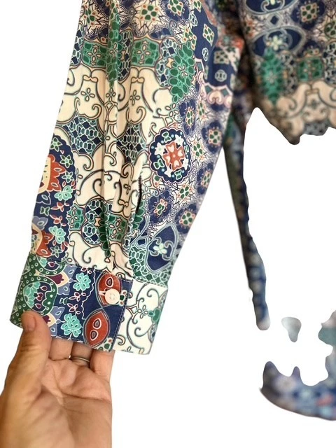 Туника на пуговицах Chicos размер 1 США средний сине-зеленый смешанные материалы без железных карманов - Изображение 4 из 4