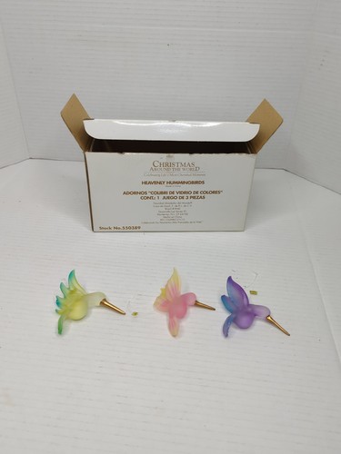 Natale Giro del Mondo Set di Tre Colibrì Celesti Vetro Smerigliato