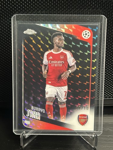 2025-26 Topps Chrome UEFA Bukayo Saka Black Geometric Refractor /10 #12 Arsenal