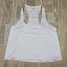 Victoria's Secret White Monogram Logo Racerback Tank Top Large Camisole