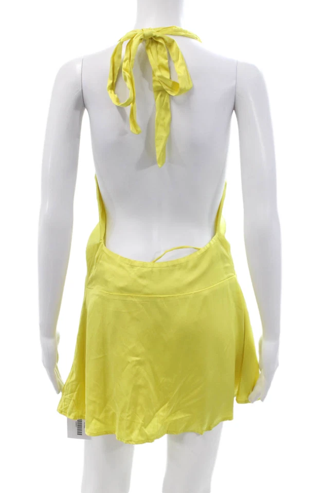 Mini Vestido Solero Indah Mujer Amarillo Sin Mangas Gancho y Ojo 95% Viscosa Talla M Foto 3 de 4