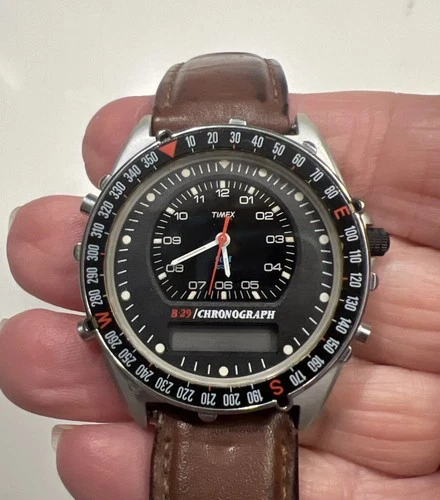 VTG Timex B-29 Chronograph Men’s Watch Ana-Digi Lights 50m 1980s Philippines