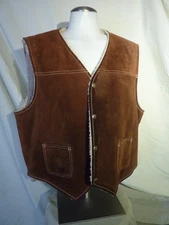 Vintage Sears The Leather Shop Suede & Fleece Vest -Sz XL-Snap-Western