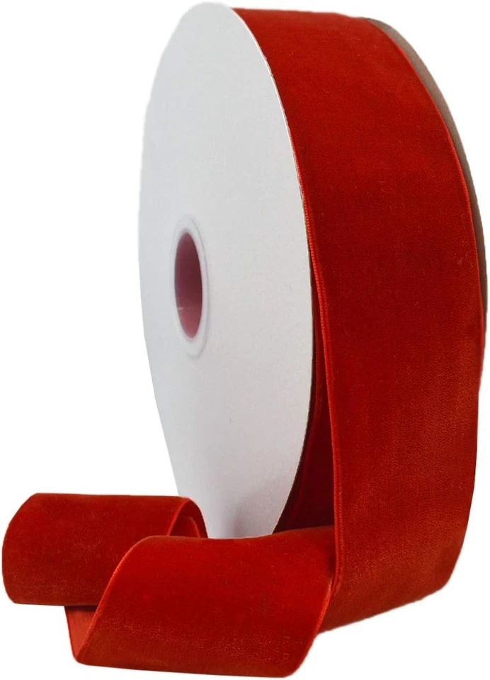 Viviana 2" X 20 YD Velvet Ribbon in Red - Perfect for Gift Wrapping and Décor - Image 2 of 4