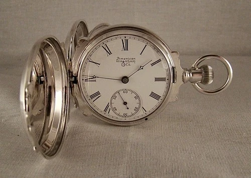 ANTIQUE WALTHAM P.S.BARTLETT COIN SILVER BOX HINGE HUNTER CASE 18s POCKET WATCH