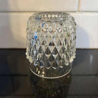 Vintage Indiana Glass Fairy Lamp Clear Diamond Point Top Only