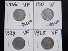 4 Circulated VF Buffalo Nickels 1925, 1929, 1936,1937